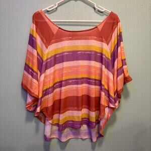 ⭐️ 3/$21 ⭐️Decree Women’s Multicolor Striped Poncho Top Open Shoulders Size S